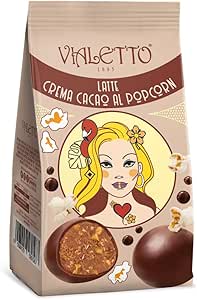 Vialetto Pralina di Cioccolato al Latte Ripiena di Crema al Cacao Popcorn Croccanti 120 Gr