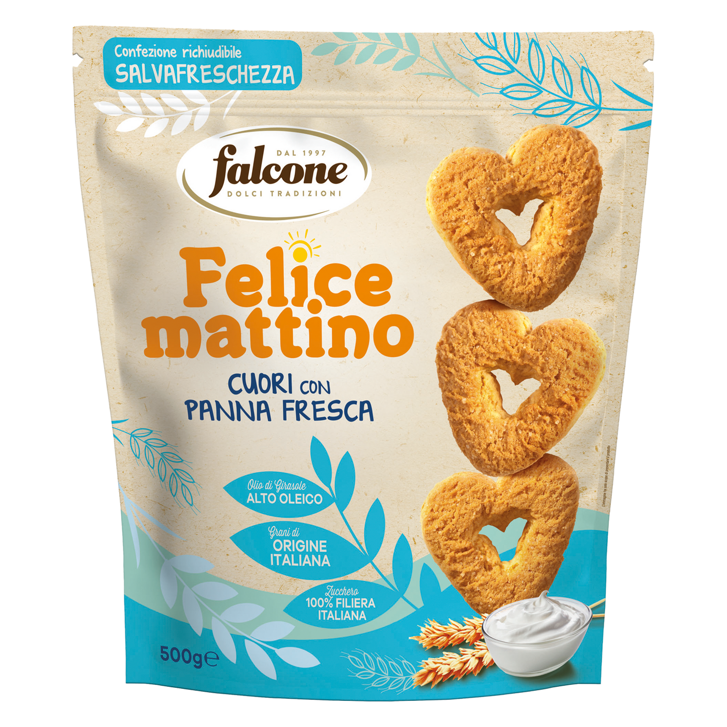 Falcone Biscotti Cuori Con Panna Fresca Gr.500