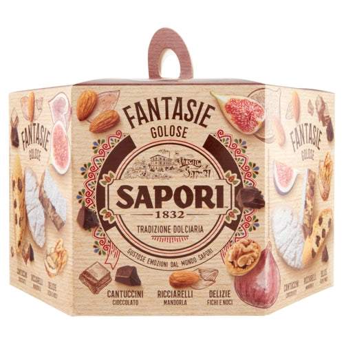 Sapori Fantasie Golose Cantuccini Cioccolato, Ricciarelli Mandorla, Delizie Fichi e Noci 381 g