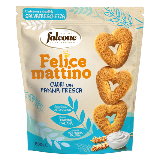 Falcone Biscotti Cuori Con Panna Fresca Gr.500