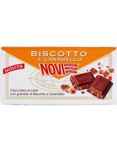 Novi Tavoletta Cioccolato Al Latte Con Granella Di Biscottoe Caramello Gr.100
